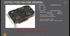 Zotac P102-100 5GB GDDR5X ZT-M10200A-10B 2