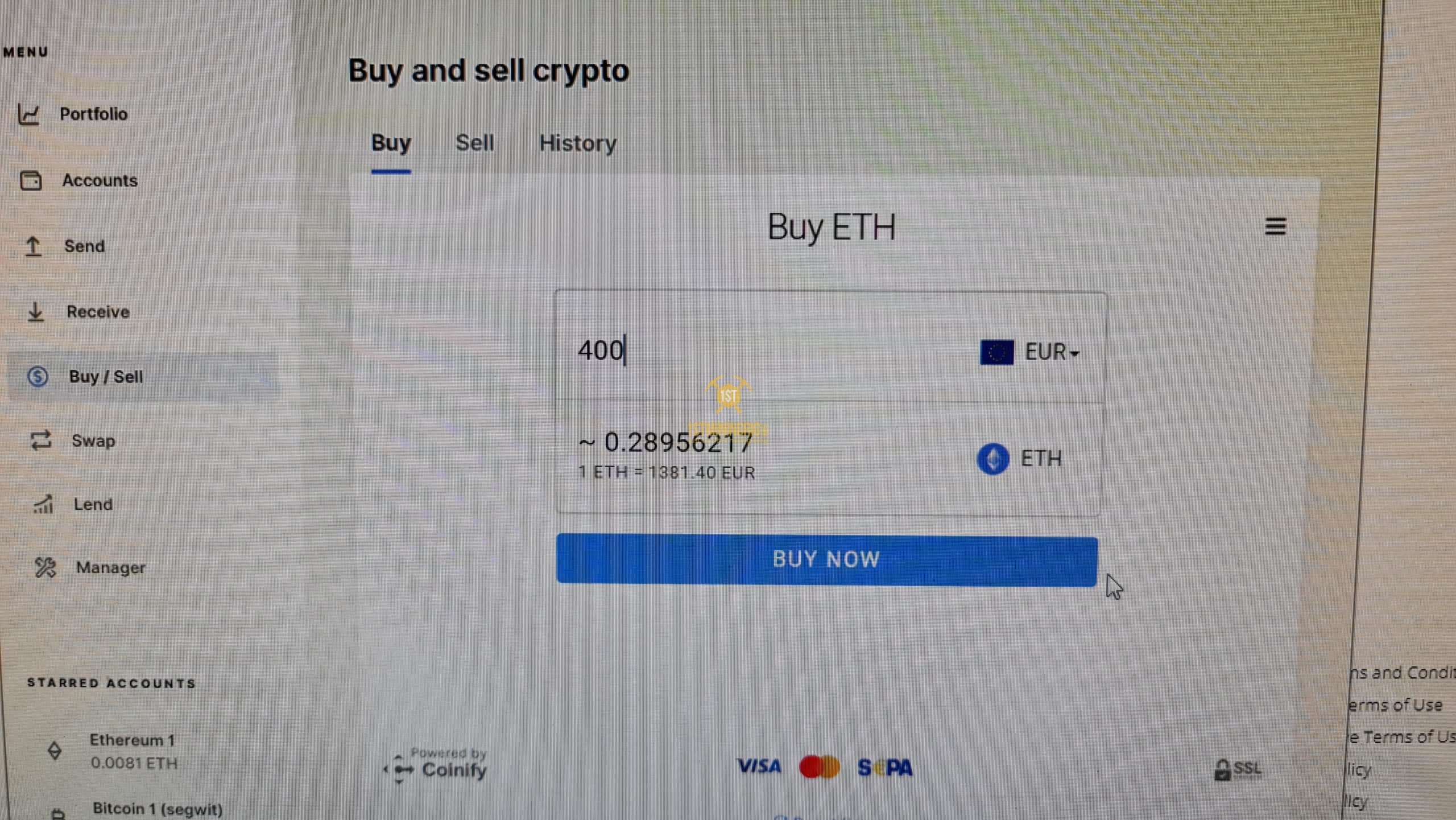 ledger live buy and sell crypto